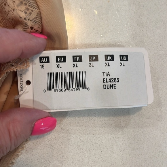 Elomi Womens 2 Pair Briefs XL Black & Dune Floral Lace Tummy Control EL4285 NWT - Picture 3 of 14